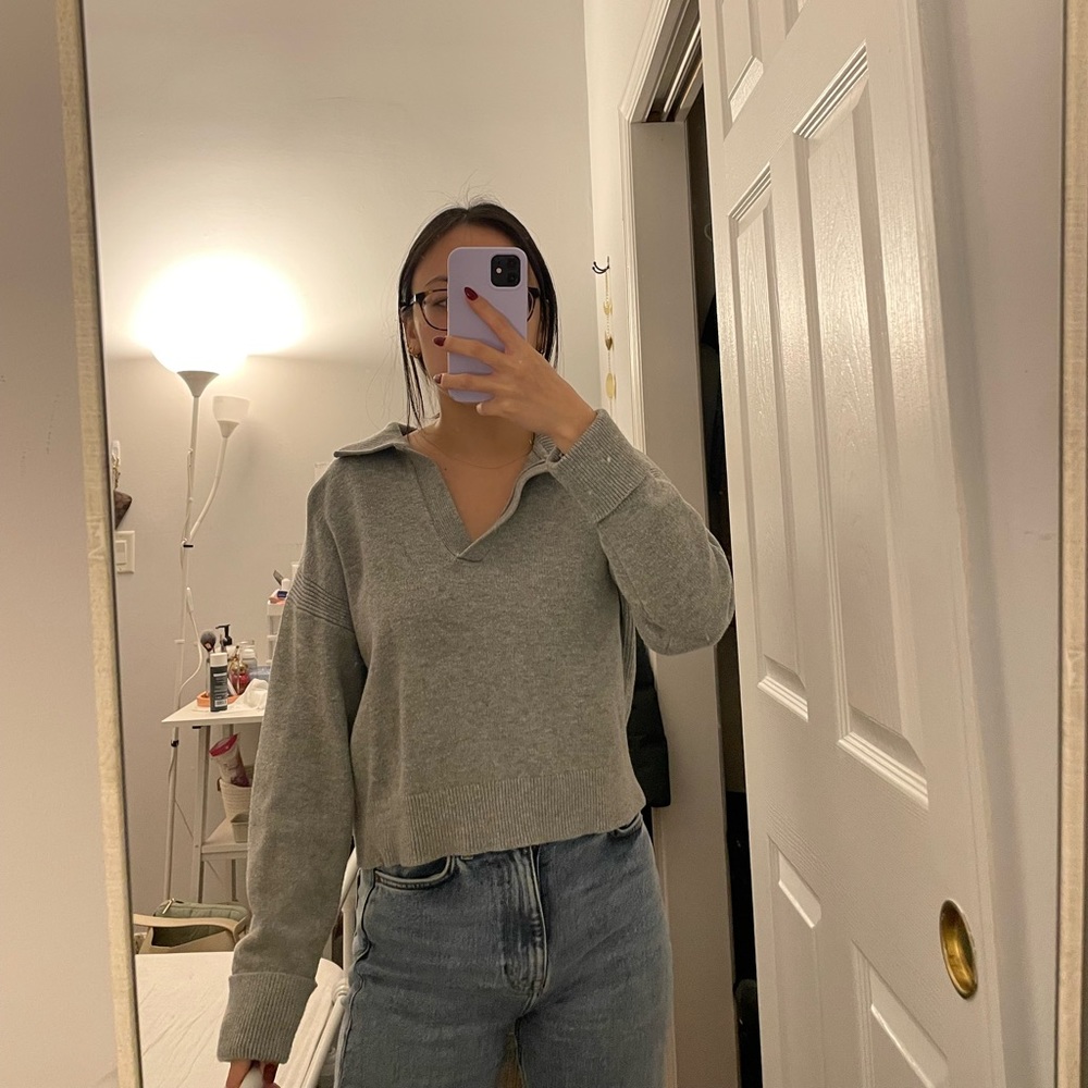 A New Day gray collared sweater — size XS